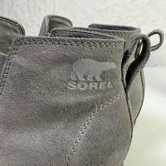 Sorel Evie Chelsea Boot Gray Leather Hidden Wedge Shoe NL3816 053 Wm Size 10.5 - Picture 9 of 9